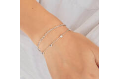  Starlit Drops - Bracelets à maillons - Argent / Rhodié - Zircone - 18,5cm